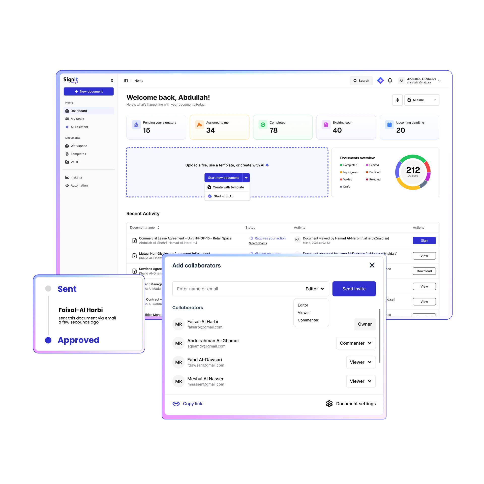 Signit agreement interface